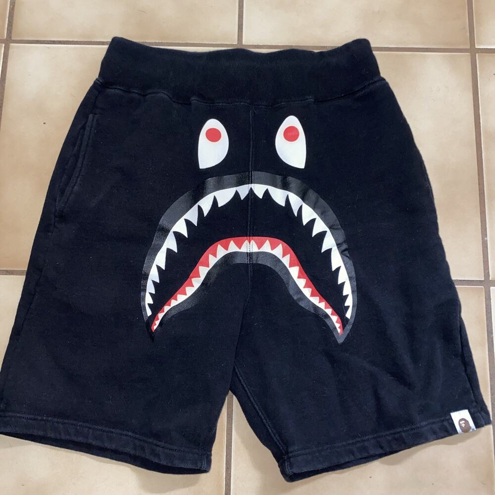 Bape Shark Face Shorts White/Black/Red, 100% Cotton, Medium